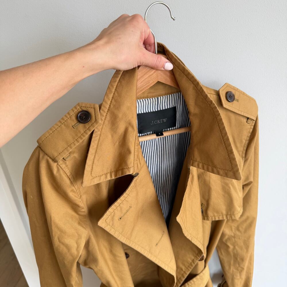 J. Crew City Double-Breasted Mid-Length Trench Coat Camel 8 - Picture 10 of 11